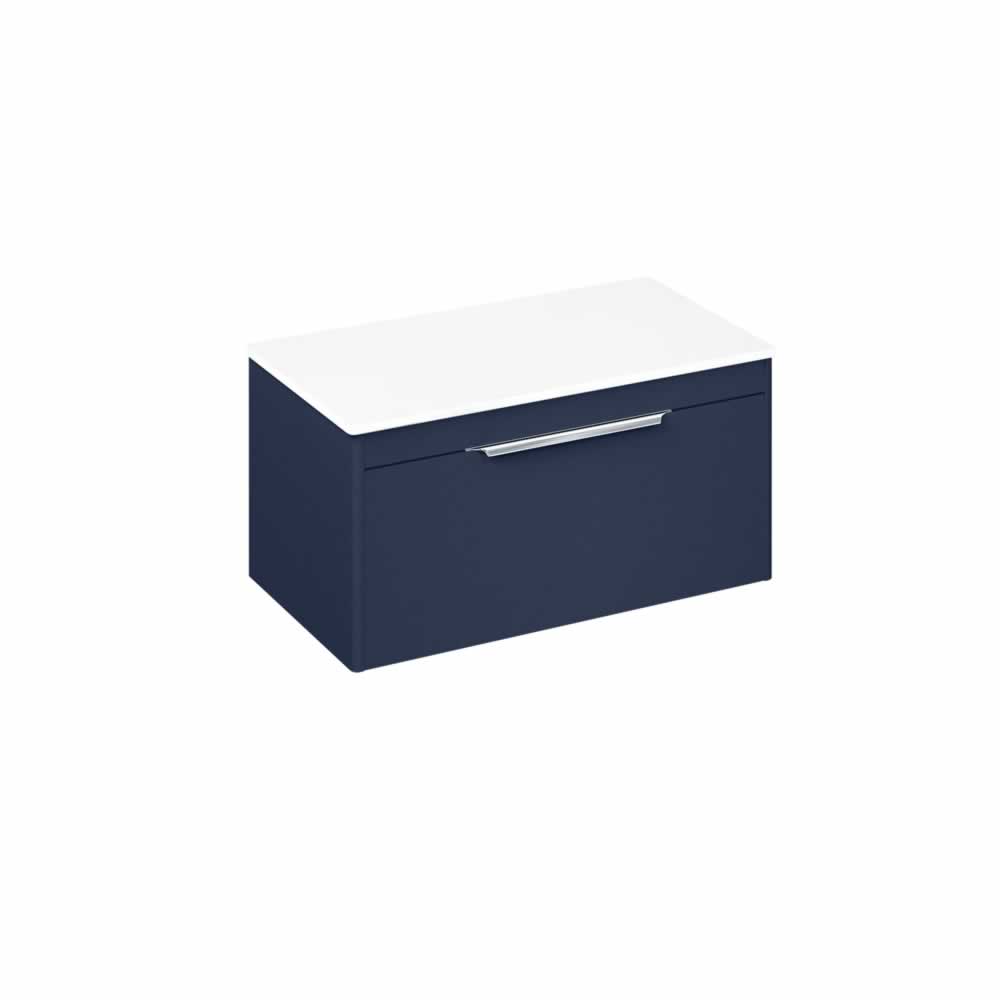 Shoreditch 85cm single drawer Matt Blue with White Worktop